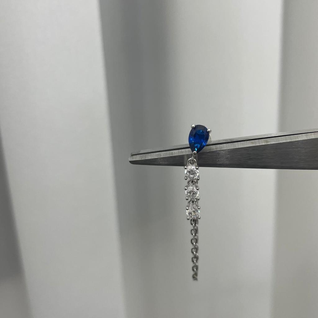 עגיל MIEL - כסף 925 בשילוב כחול