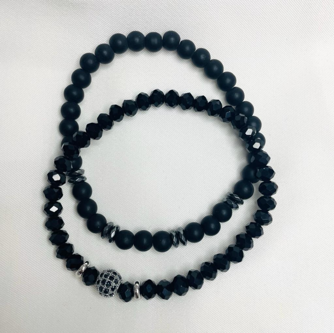 סט 2 צמידים שחורים לגבר