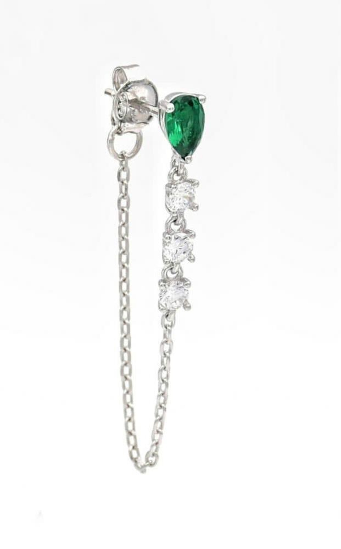 עגיל MIEL - כסף 925 בשילוב ירוק