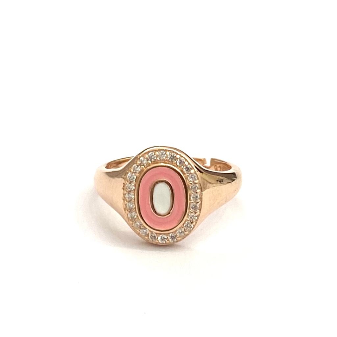 טבעת לזרת כסף 925  בציפוי רוז גולד - עין ורודה עגולה