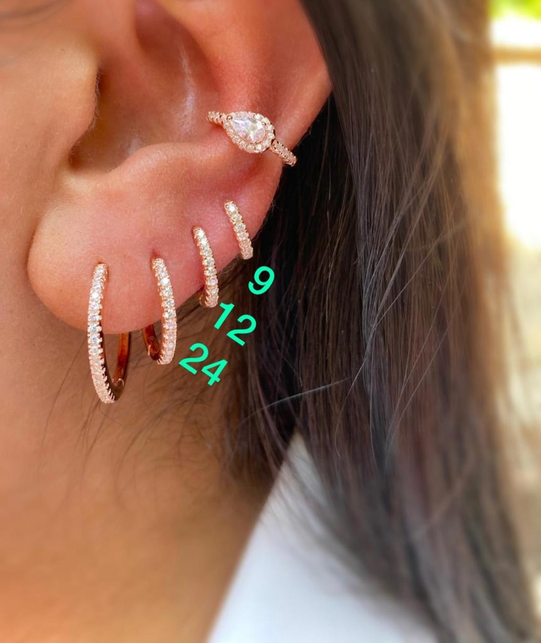 עגילי קליפס חישוק כסף 925 משובצים זרקונים