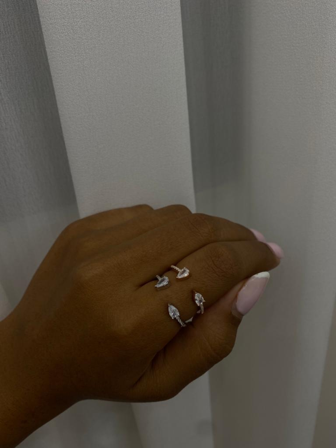 טבעת פתוחה כסף 925 - זרקונים