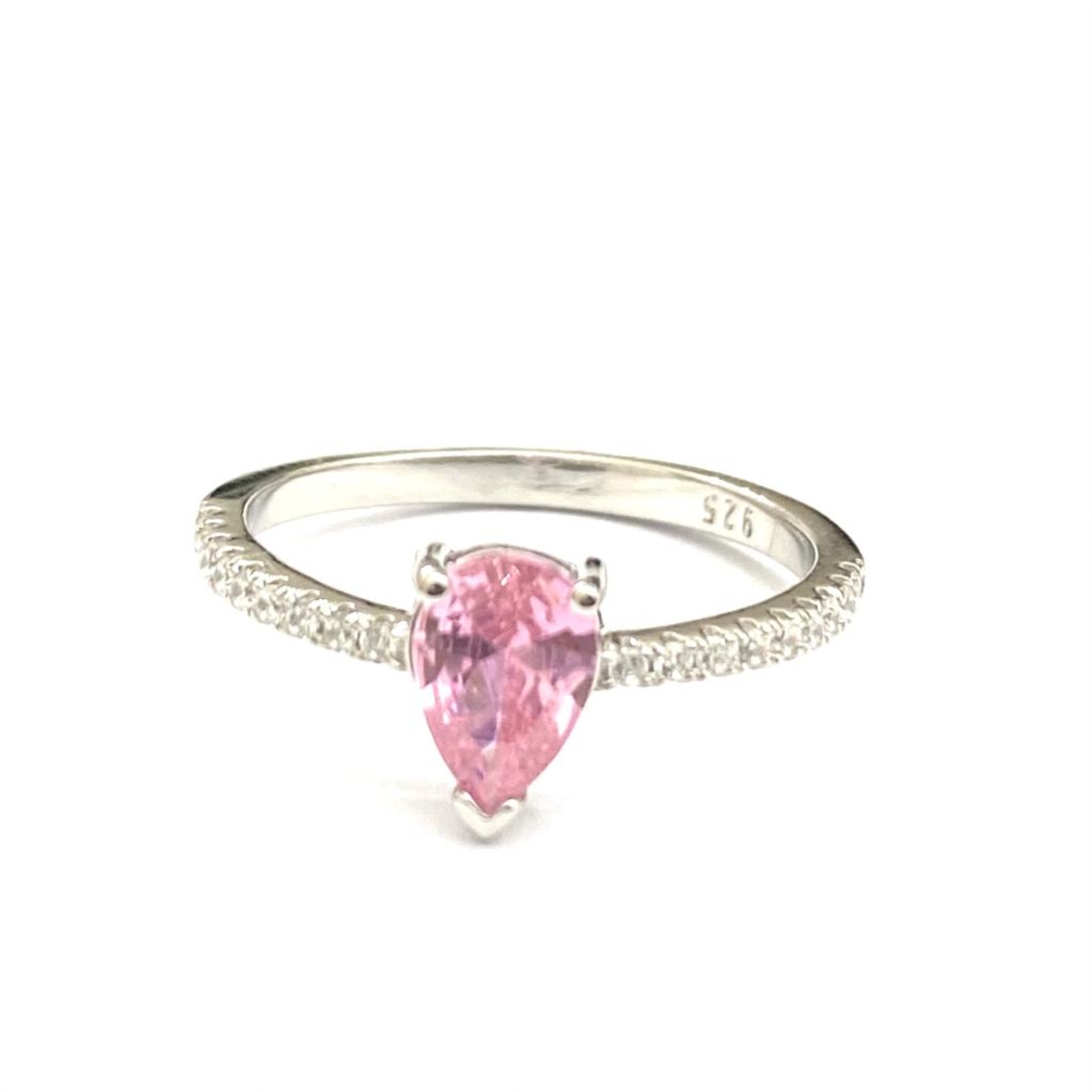 טבעת כסף 925 - טיפה ורודה