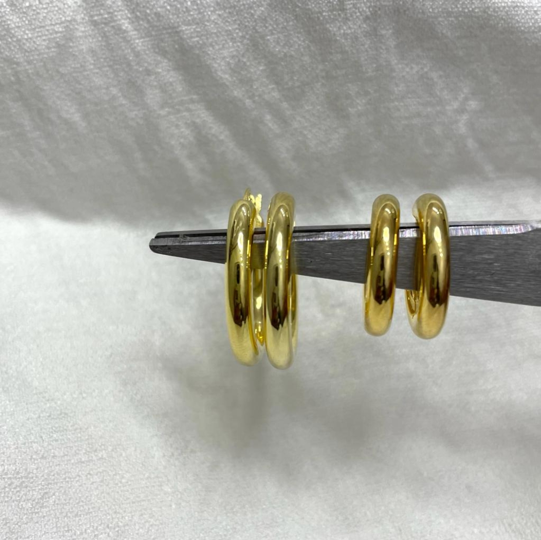 עגילי חישוק כסף 925 ציפוי זהב צהוב