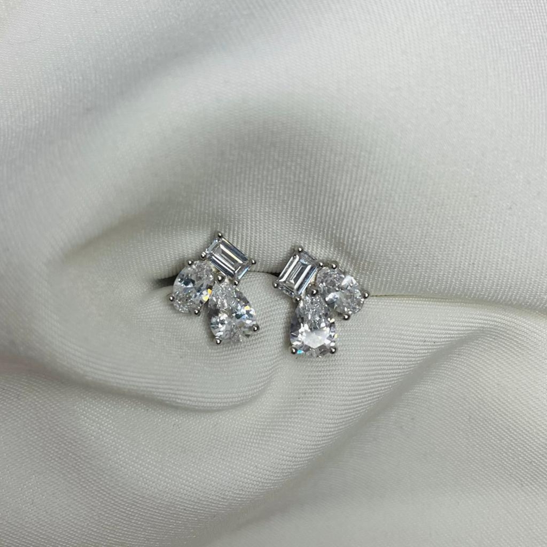 עגילים כסף 925 - משובץ זרקוני צורות