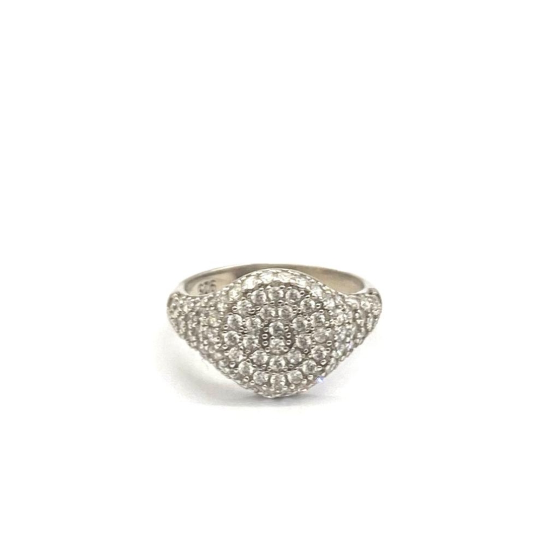 טבעת לזרת משובצת - כסף 925