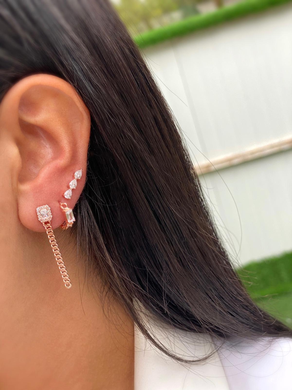 עגילים מטפסים כסף 925 - טיפות