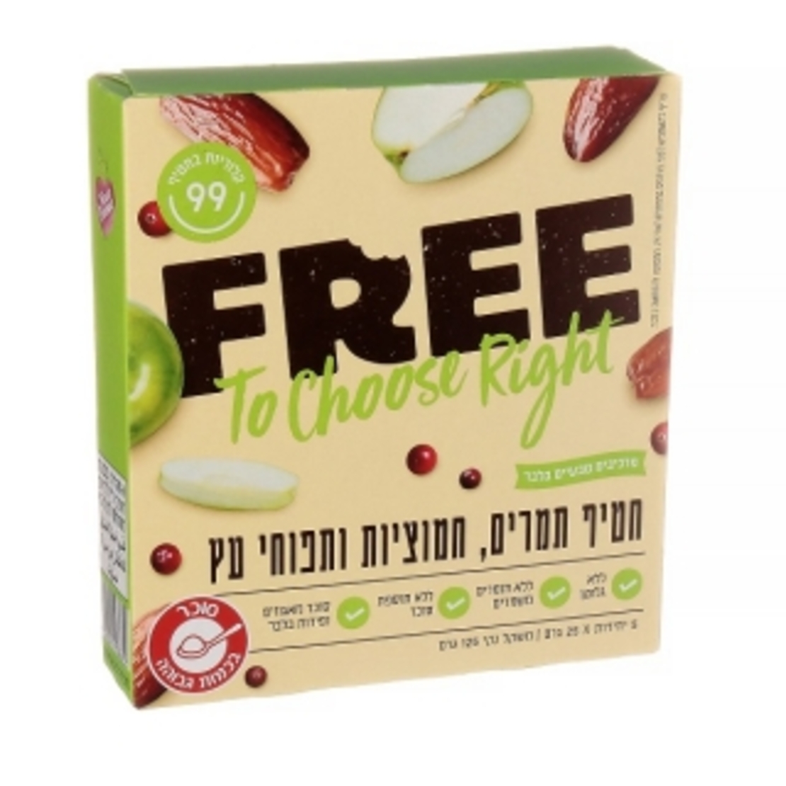 FREE חטיף תמרים חמוציות ותפוחי עץ