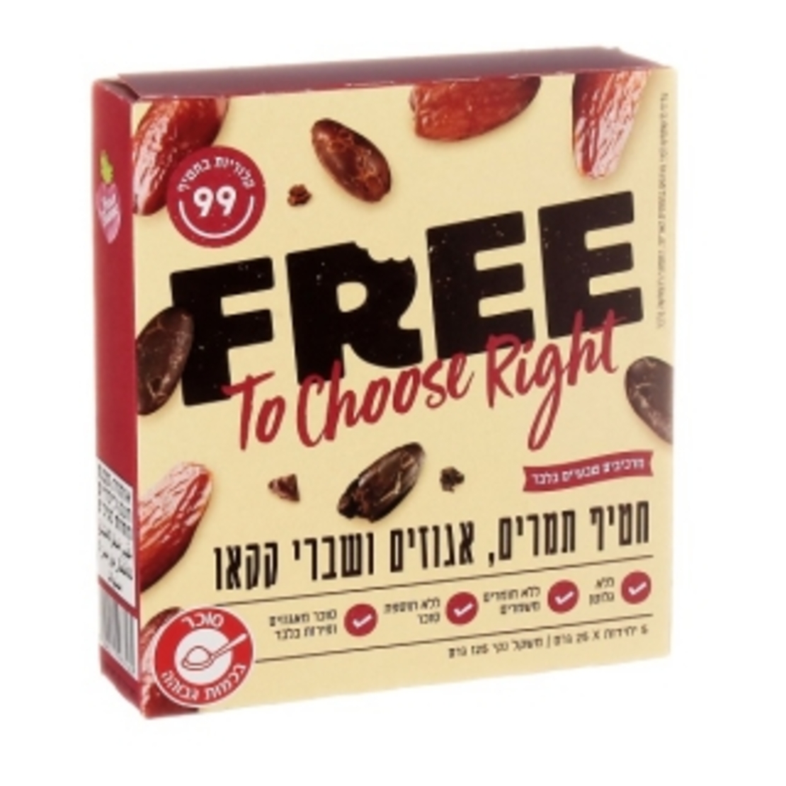 FREE חטיף תמרים אגוזים ושברי קקאו