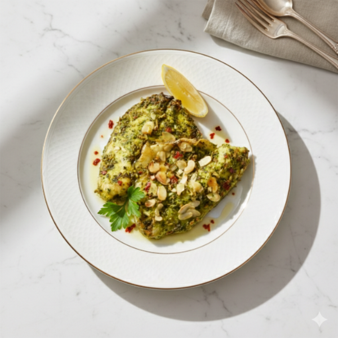 פילה מושט בשקדים ועשבי תיבול