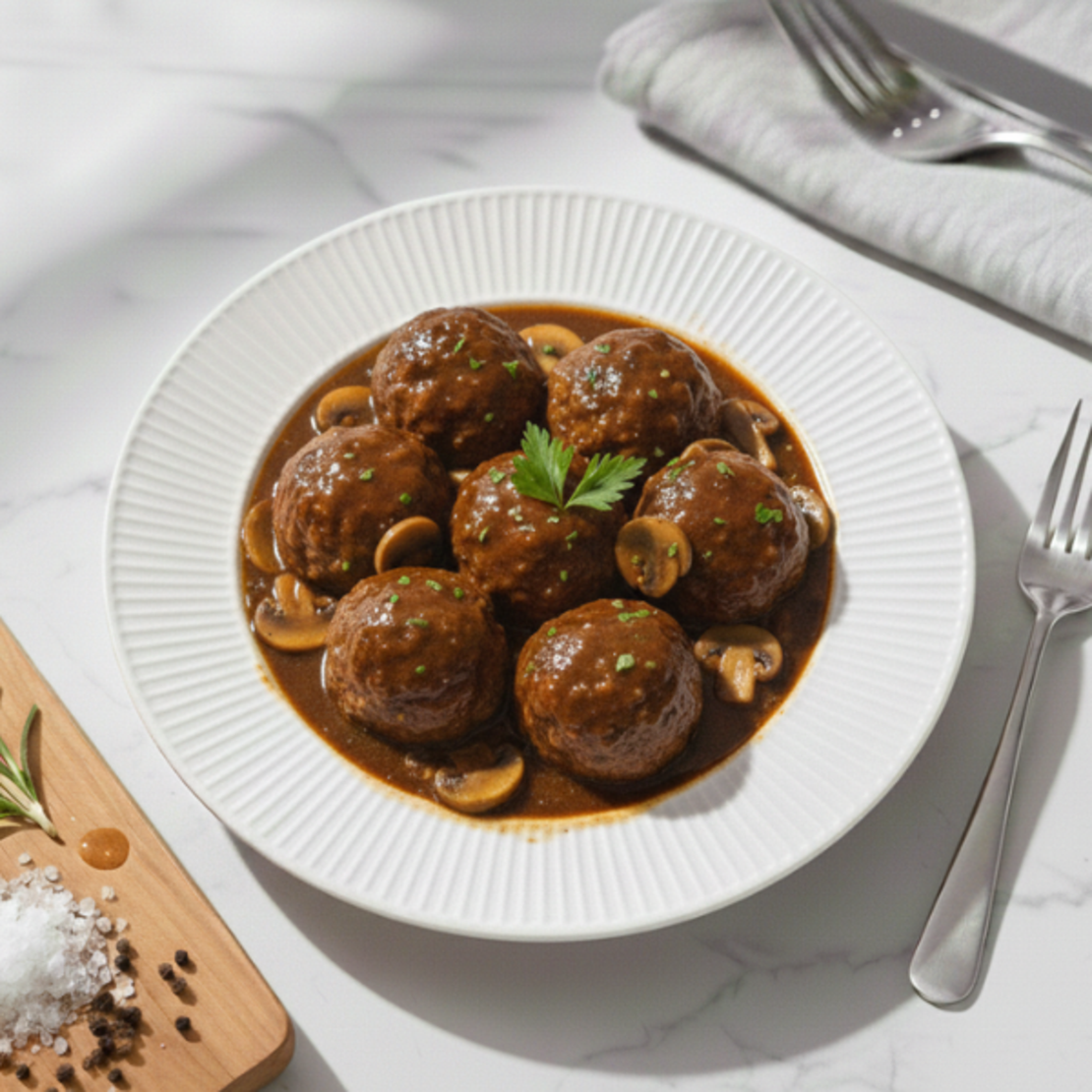 קציצות בקר ופטריות שמפניון