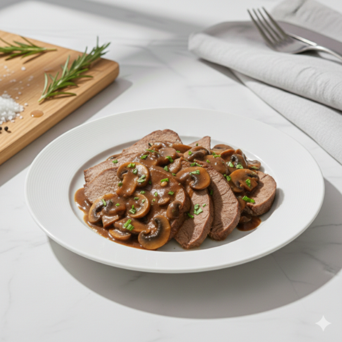 לשון בקר ברוטב פטריות