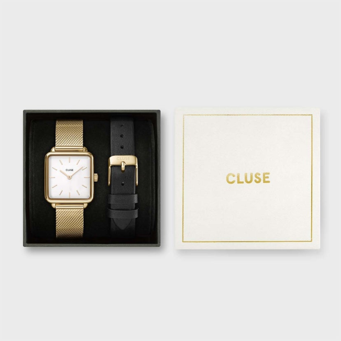 28 5 mm - CG10318 Gift Box La Tétragone Watch & Leather Strap, Gold Colour