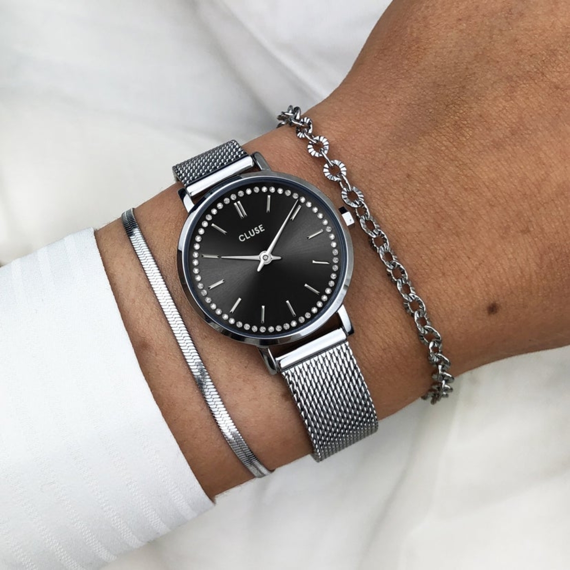  CW10502 Boho Chic Petite Crystals Mesh Black, Silver Colour