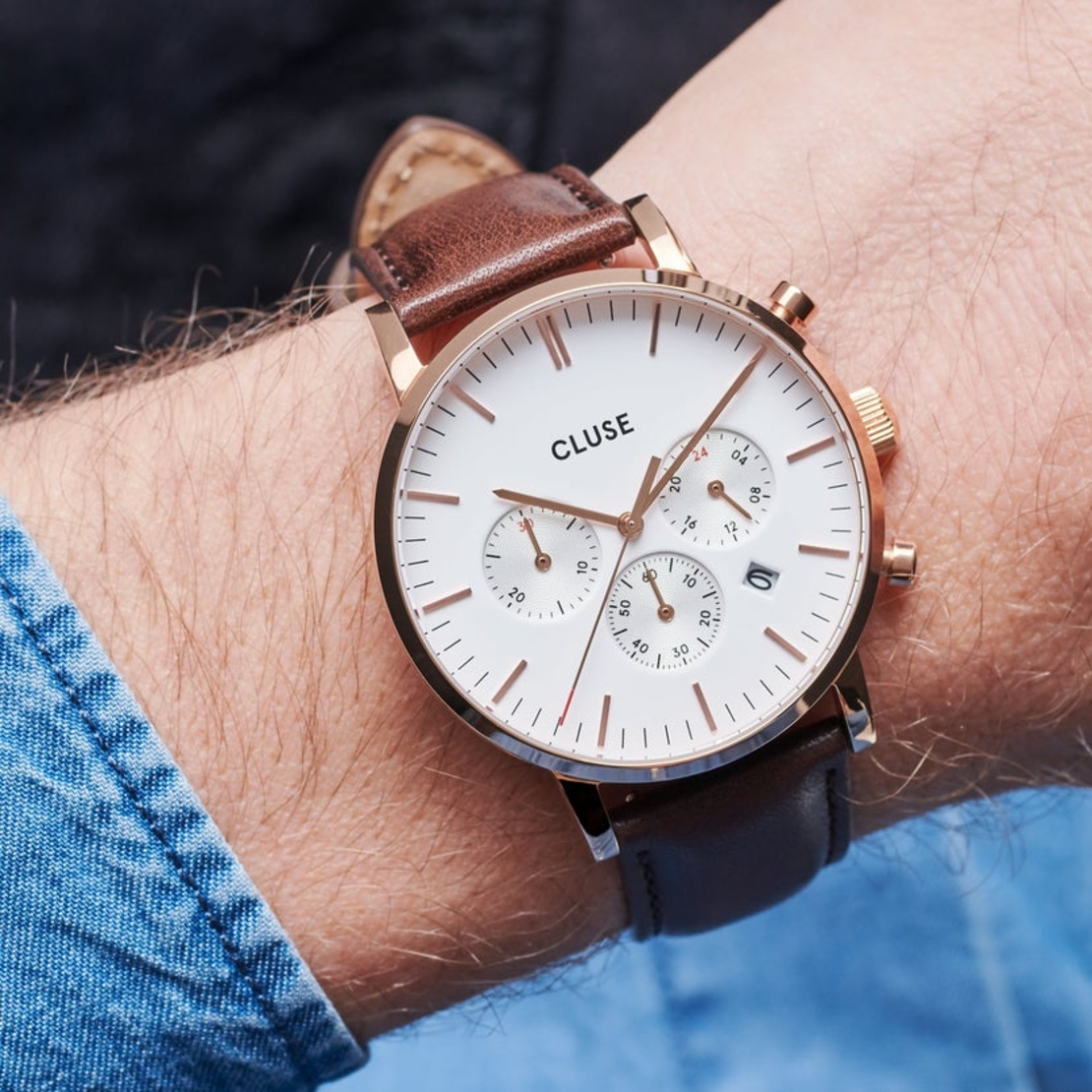  CW0101502002 Aravis Chrono Leather Brown, Rose Gold Colour