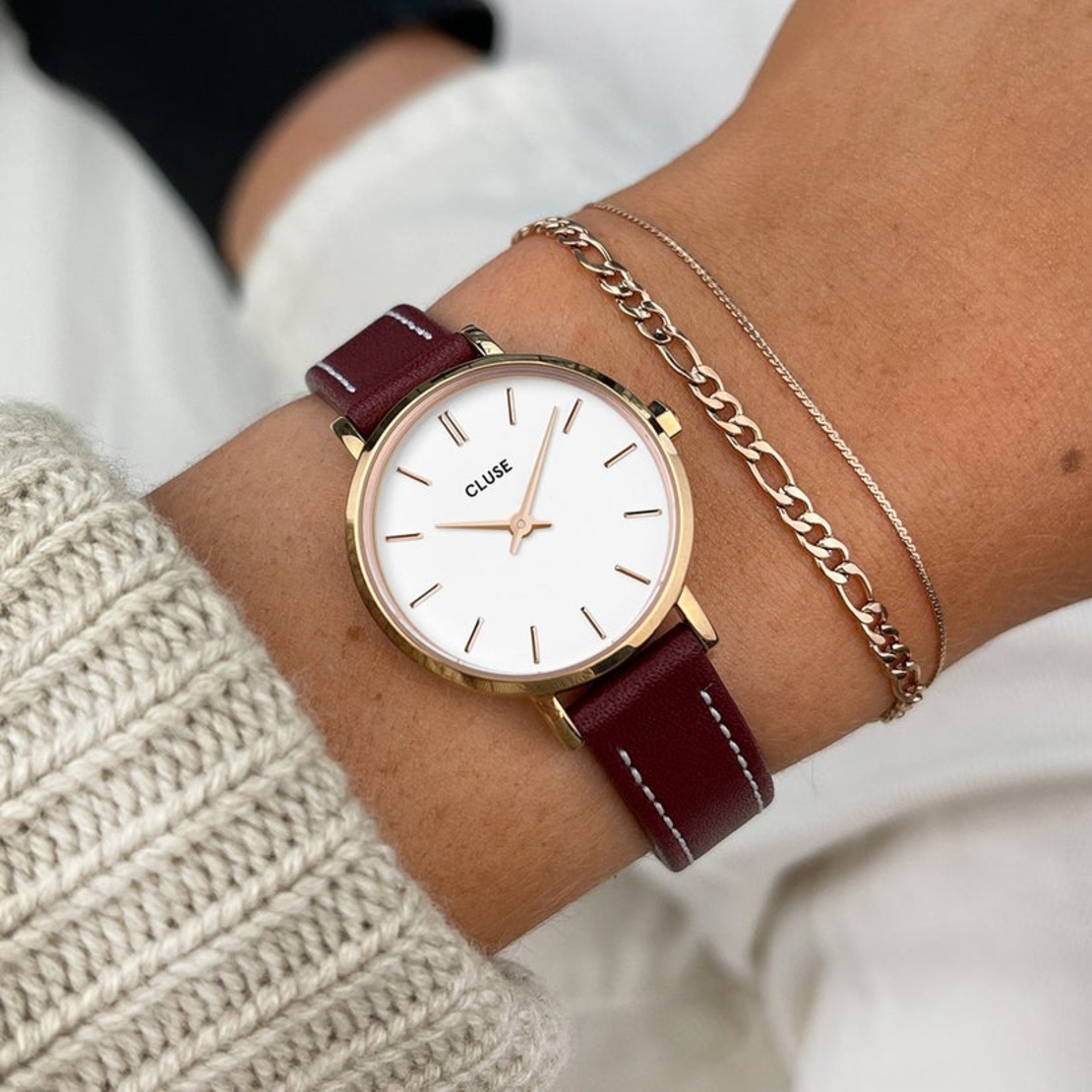  CW10504 Boho Chic Petite Leather Dark Red, Rose Gold Colour