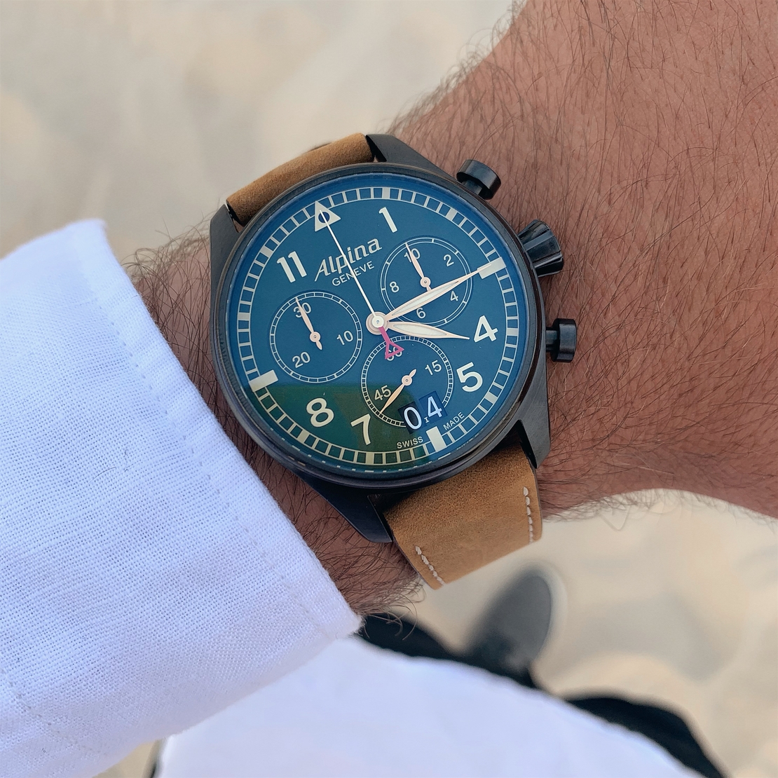 שעון Alpina Startimer Pilot Big Date Chronograph Military Matte Military Ggreen
