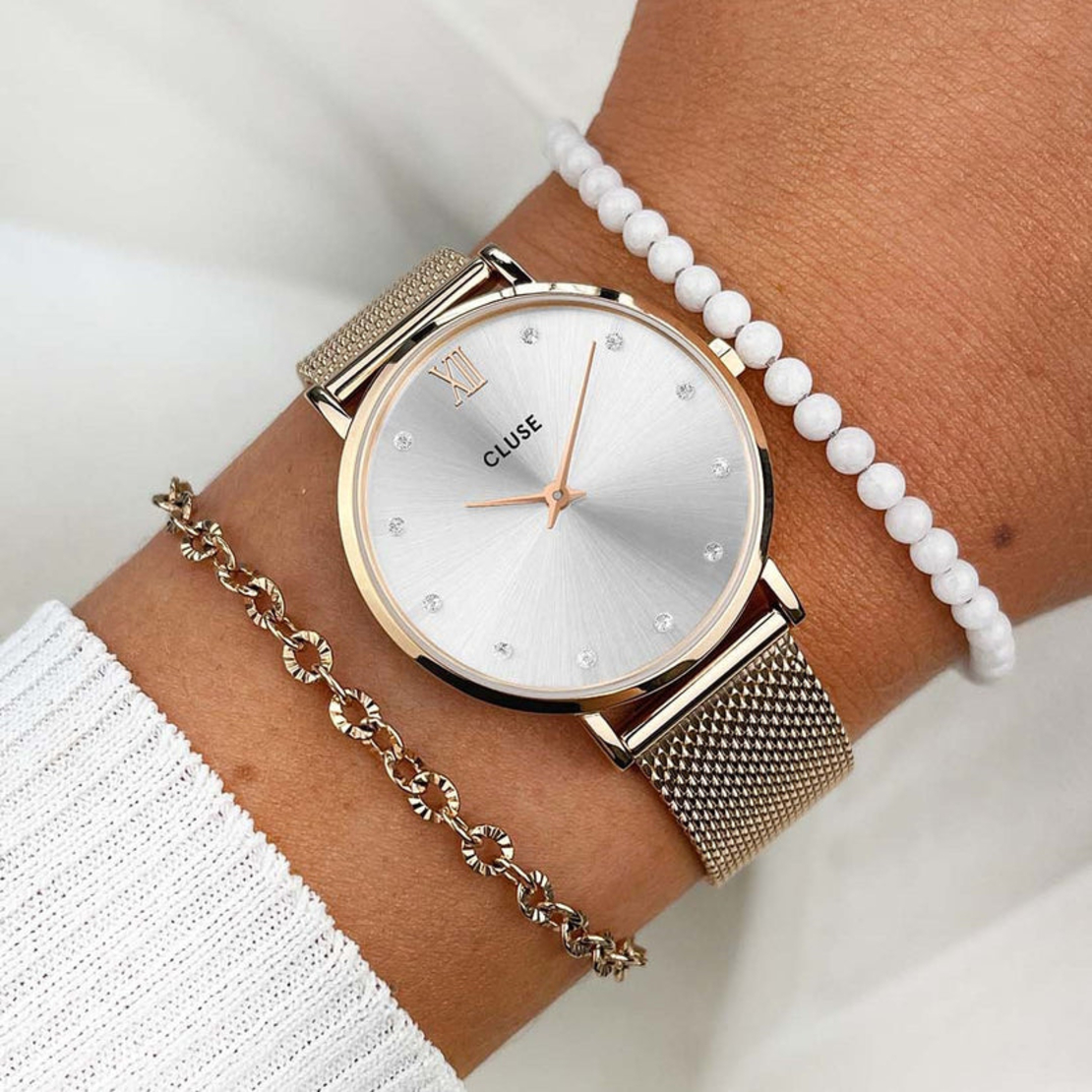 Minuit Mesh Crystals, Silver, Rose Gold Colour 33 mm - CW10205