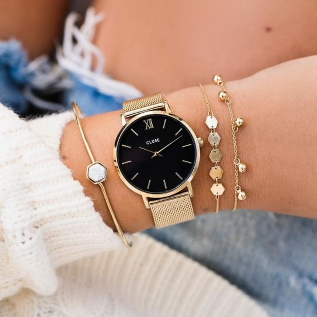 33 mm - CW0101203017  Minuit Mesh Black, Gold Colour