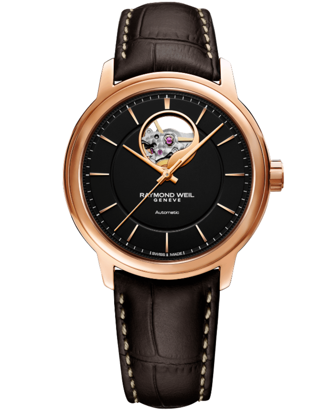 Maestro Men's Automatic Visible Balance Wheel Brown Leather Watch, 40mm 2227-PC5-20021