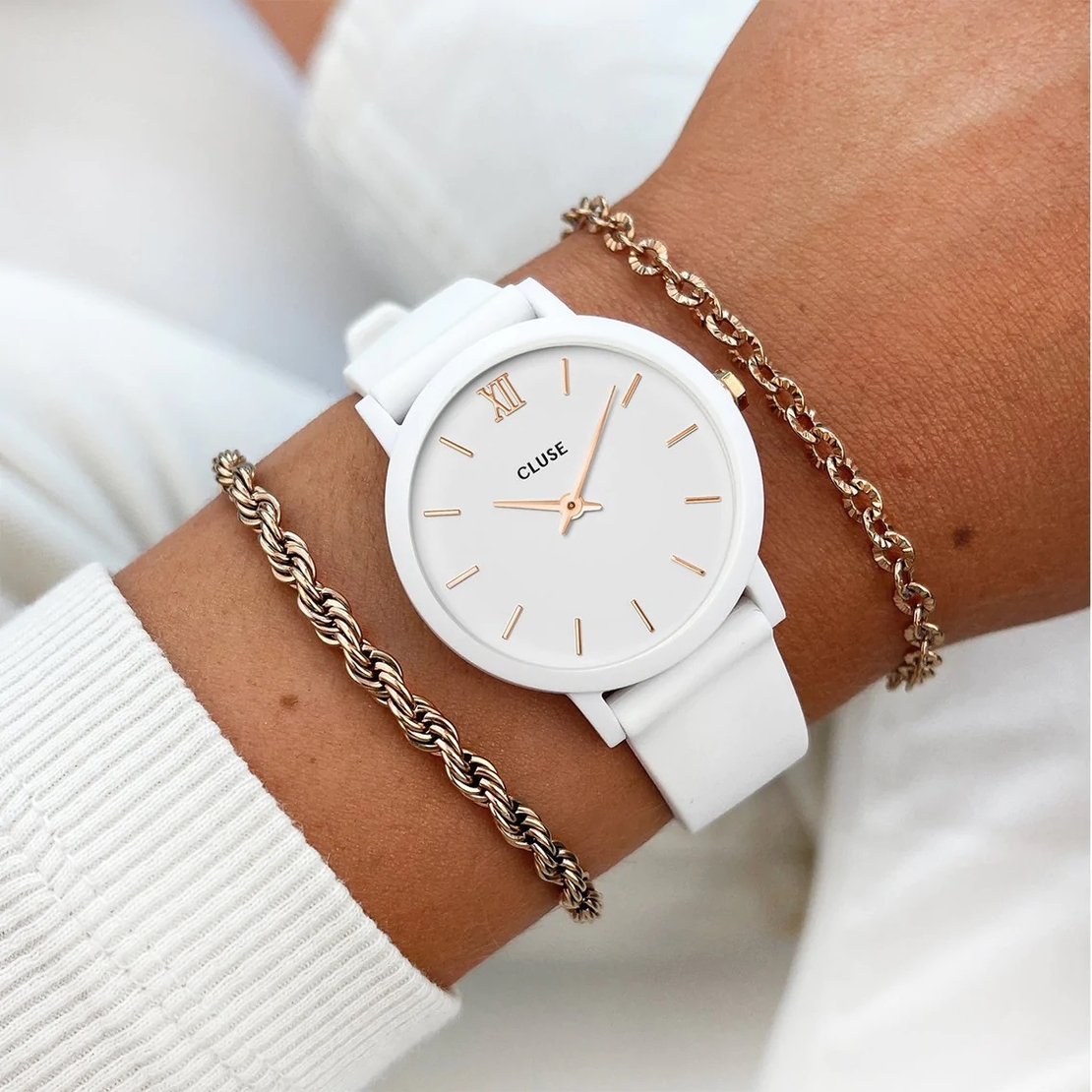 Minuit Nylon White, Rose Gold Colour 33 mm - CW11603