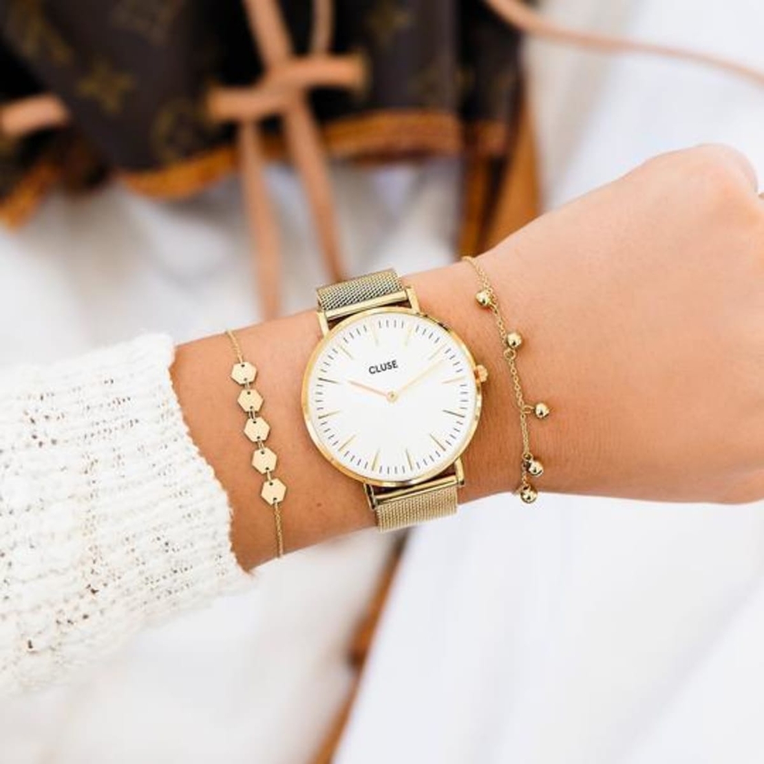 38 mm - CW0101201009  Boho Chic Mesh White, Gold Colour