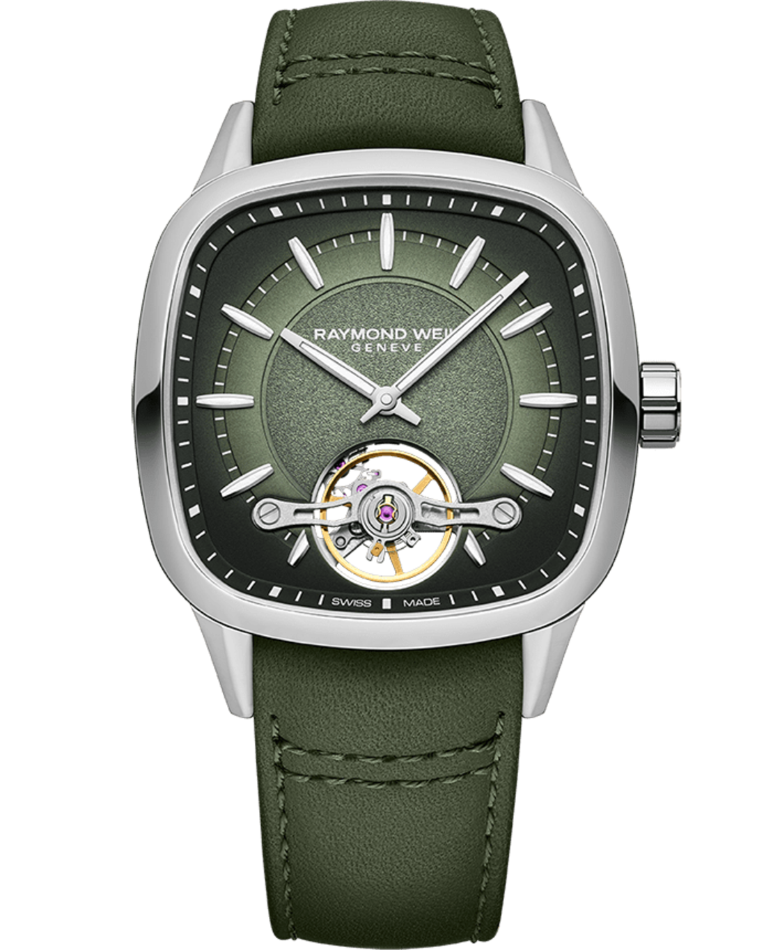 FREELANCER Freelancer Calibre RW1212 Men’s Automatic Green Leather Strap Watch, 40 x 40 mm