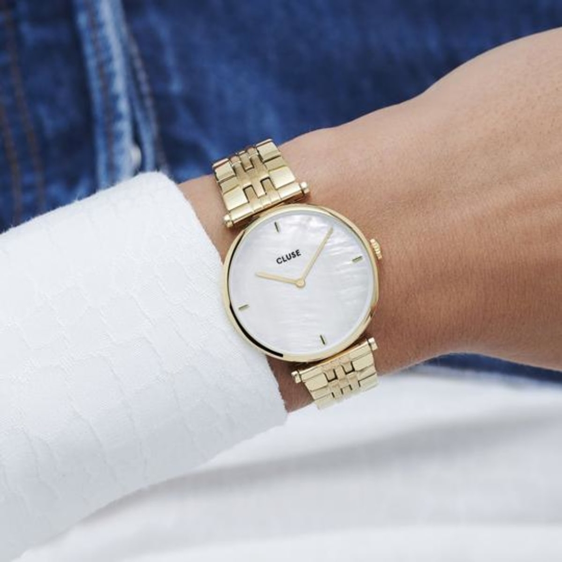 Triomphe Steel White Pearl, Gold Colour