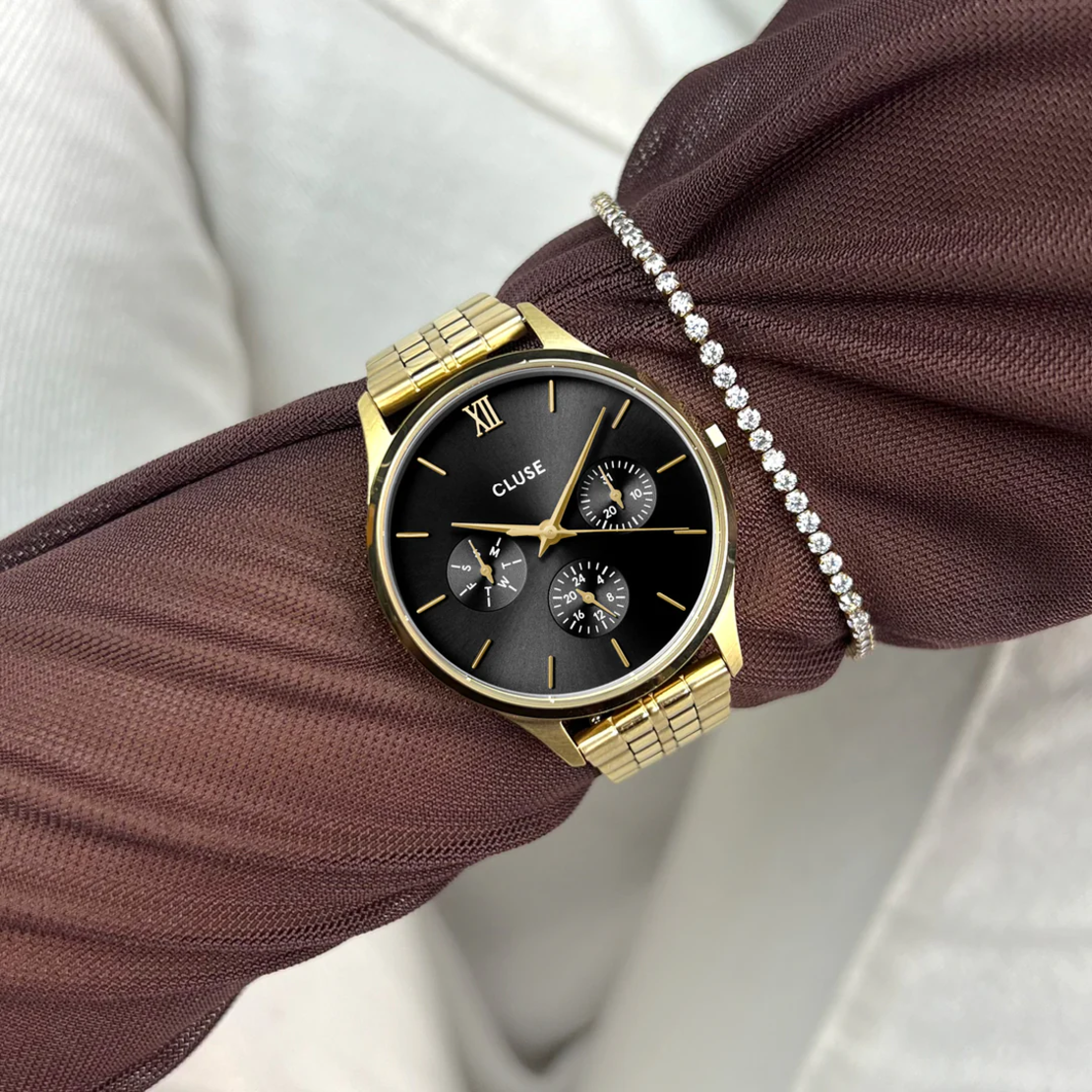 Minuit Multifunction Watch Steel, Black, Gold Colour CW10707