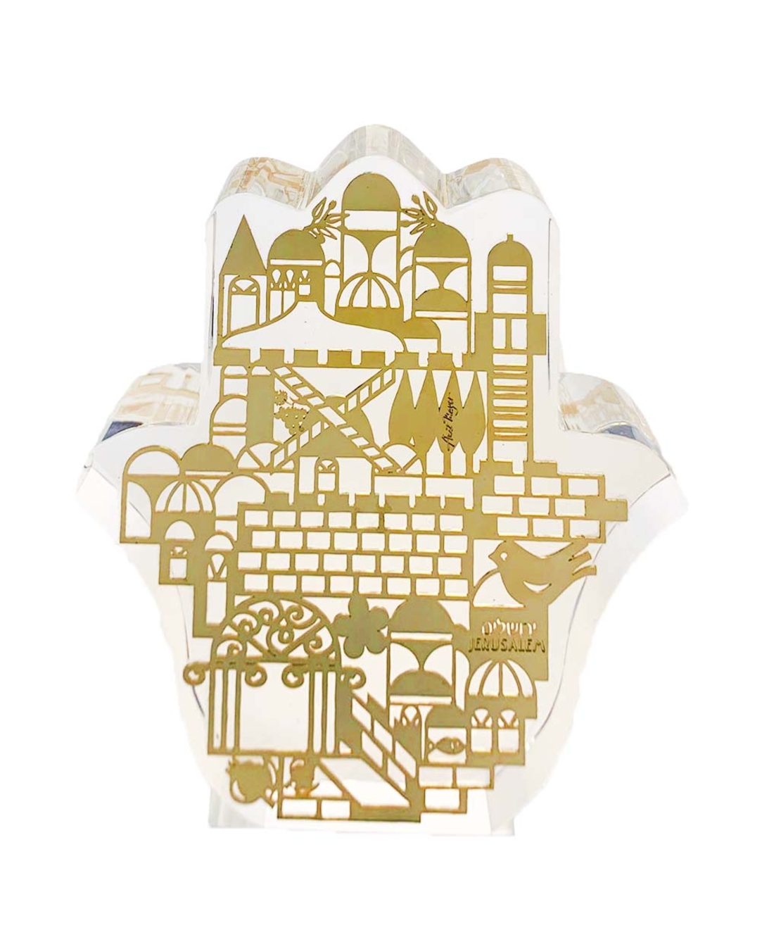 Jerusalem Golden Crystal Hamsa
