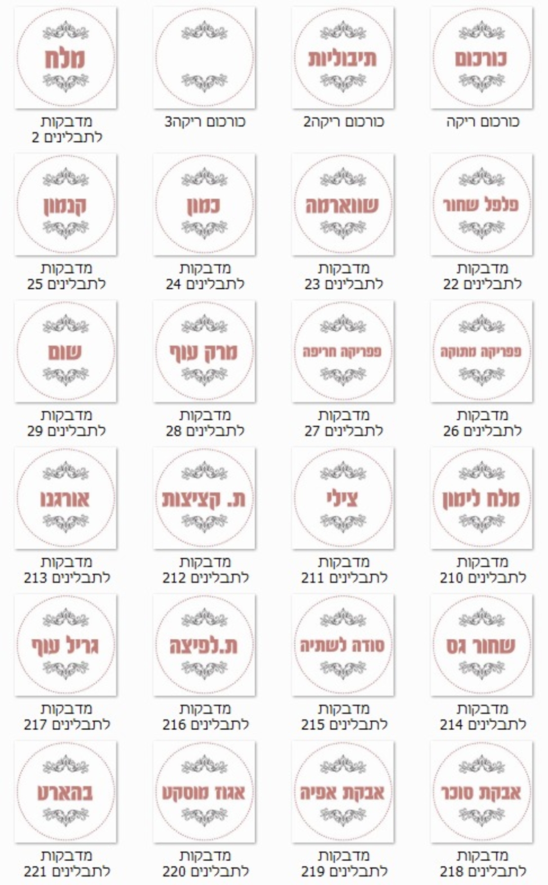 מדבקות לתבלינים