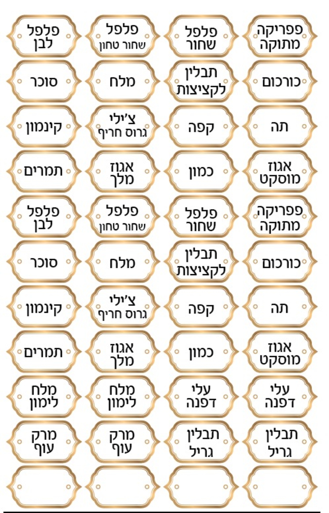 מדבקות לתבלינים