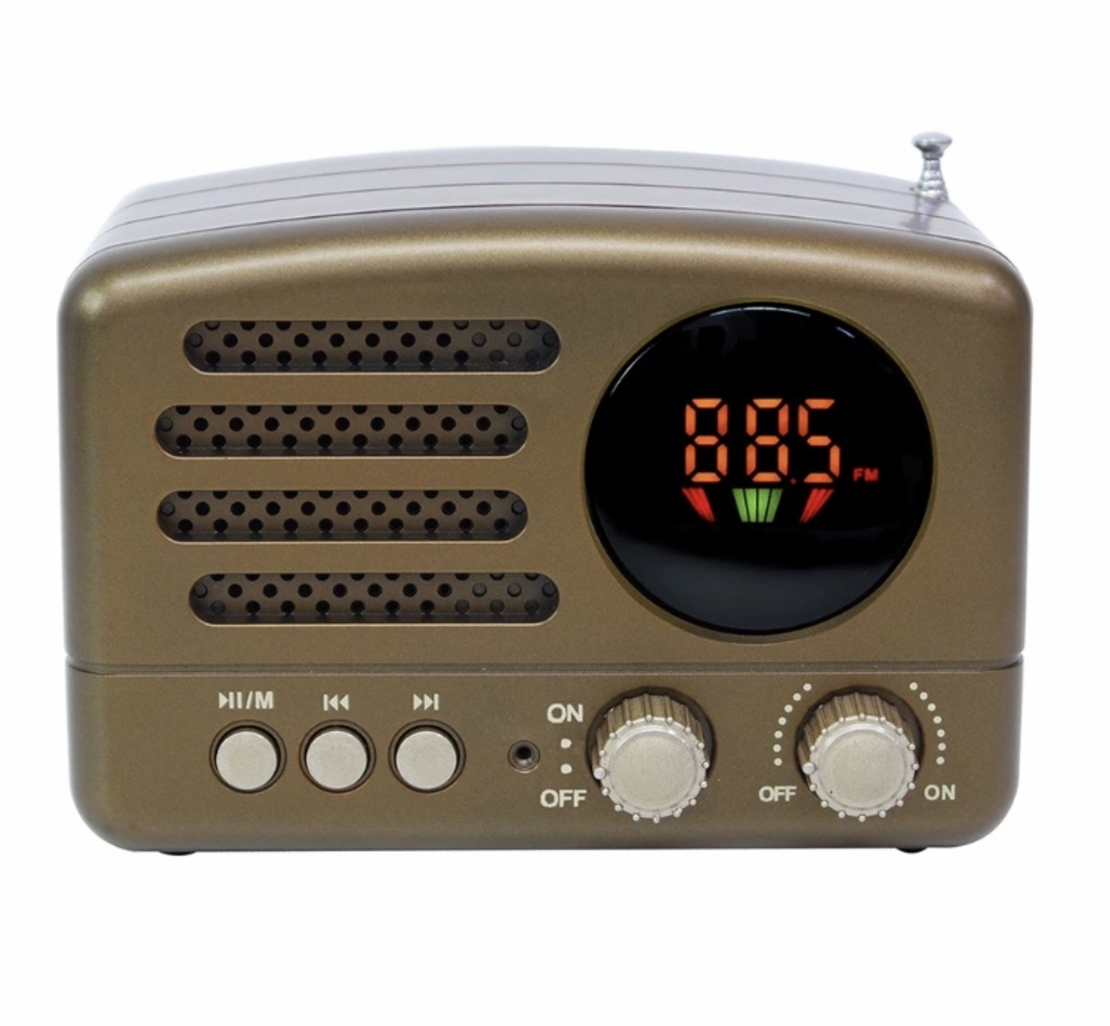 רדיו בעיצוב וינטג' משולב רמקול Bluetooth - גולד