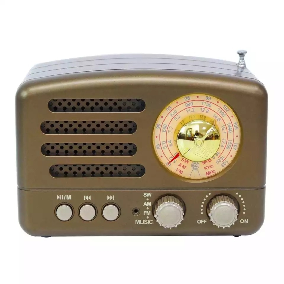 רדיו בעיצוב וינטג' משולב רמקול Bluetooth - גולד