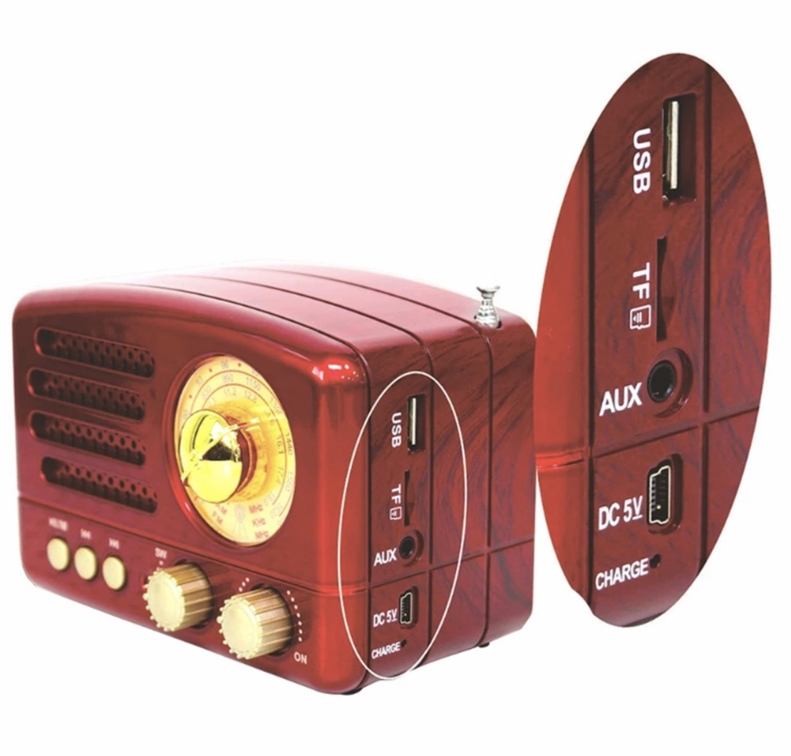 רדיו בעיצוב וינטג' משולב רמקול Bluetooth - אדום