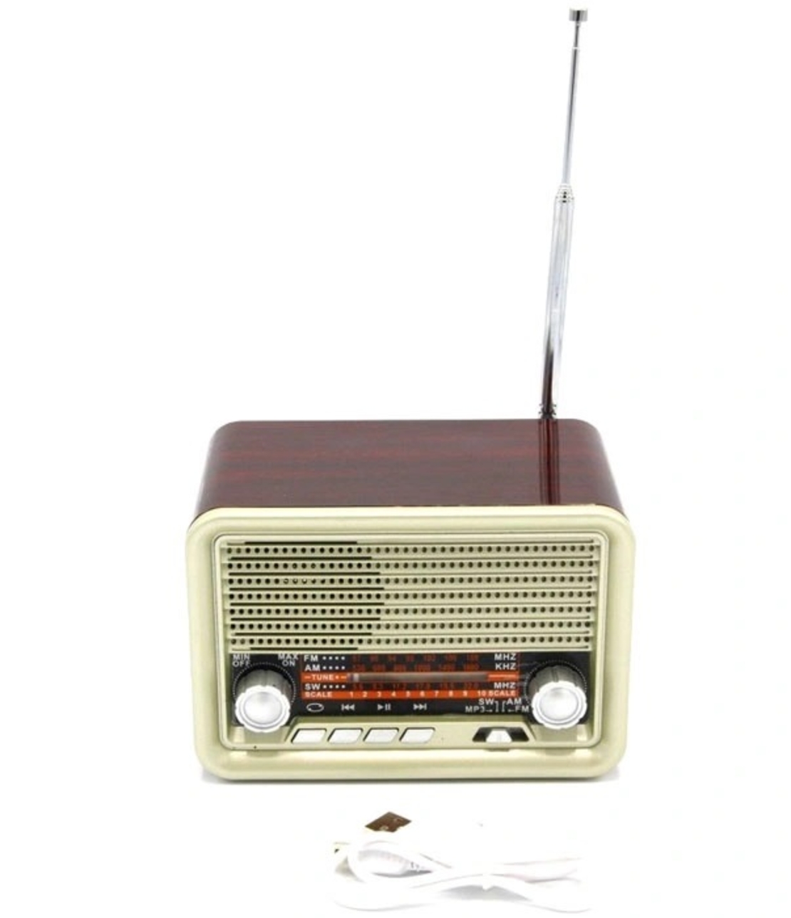 רדיו בעיצוב וינטג' משולב רמקול Bluetooth - זהב