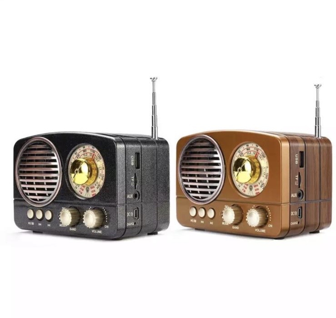 רדיו בעיצוב וינטג' משולב רמקול Bluetooth - אפור