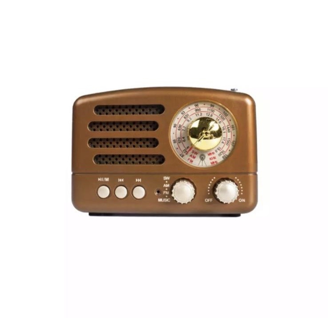 רדיו בעיצוב וינטג' משולב רמקול Bluetooth - גולד