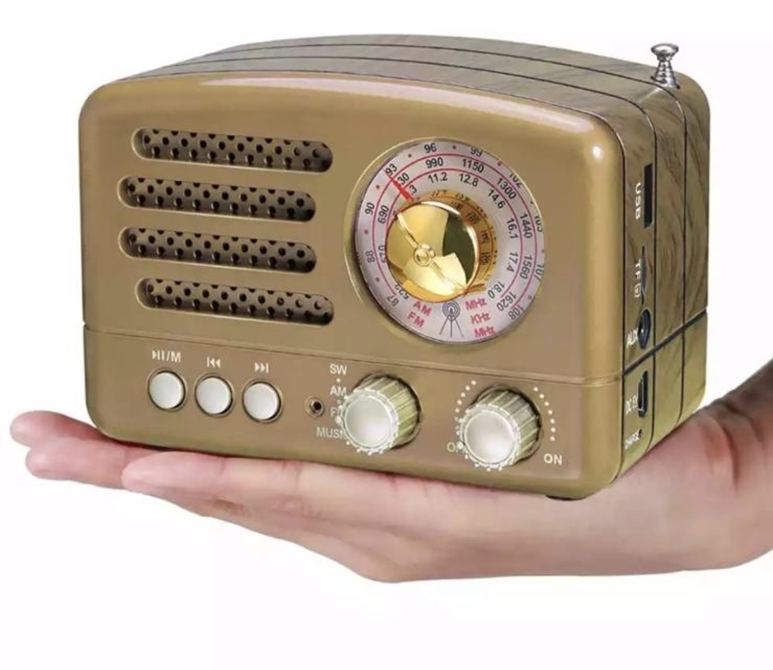 רדיו בעיצוב וינטג' משולב רמקול Bluetooth - גולד