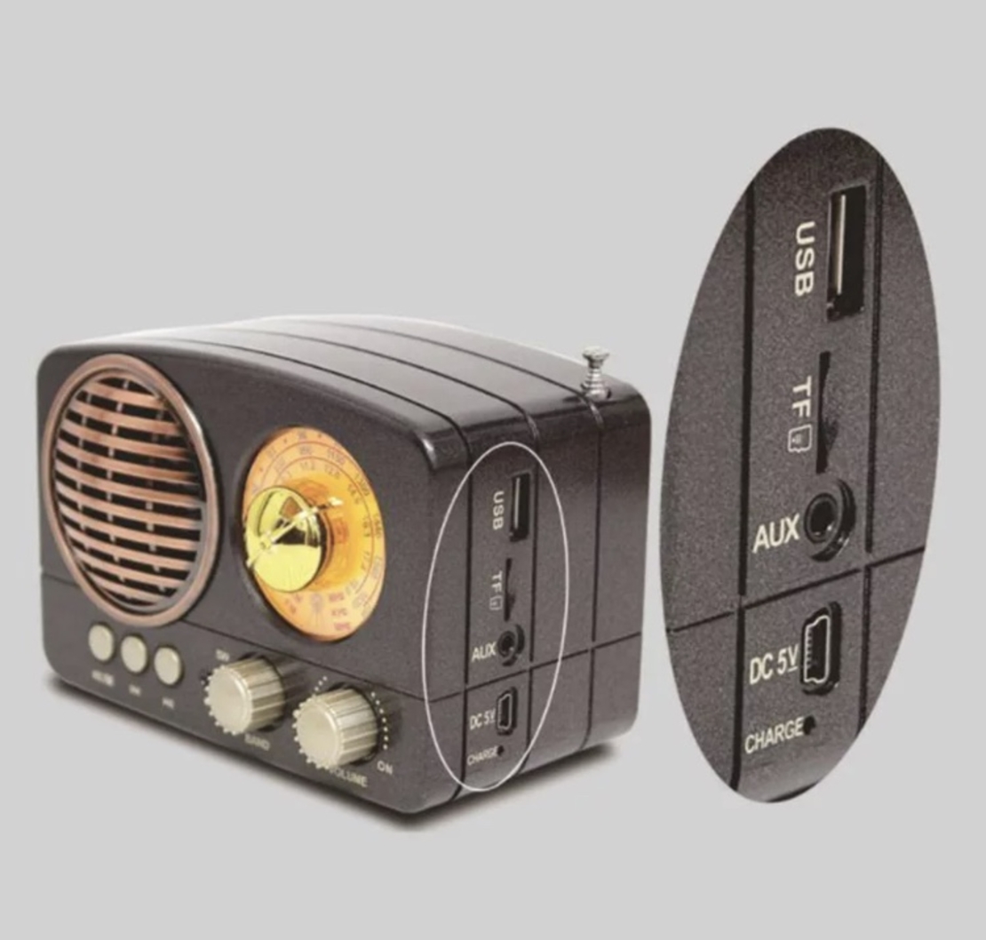 רדיו בעיצוב וינטג' משולב רמקול Bluetooth - אפור