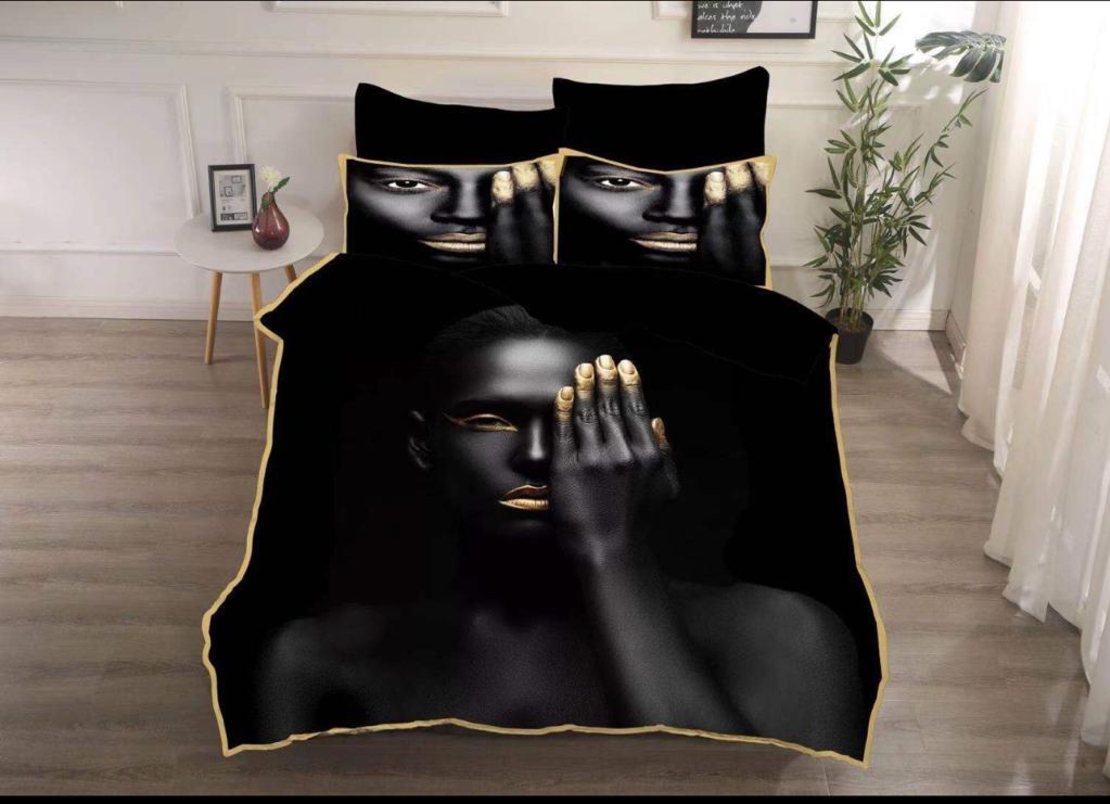 דגם: הדפס פאנל דיגיטלי - אישה עם עין עצומה - סט זוגי בלבד