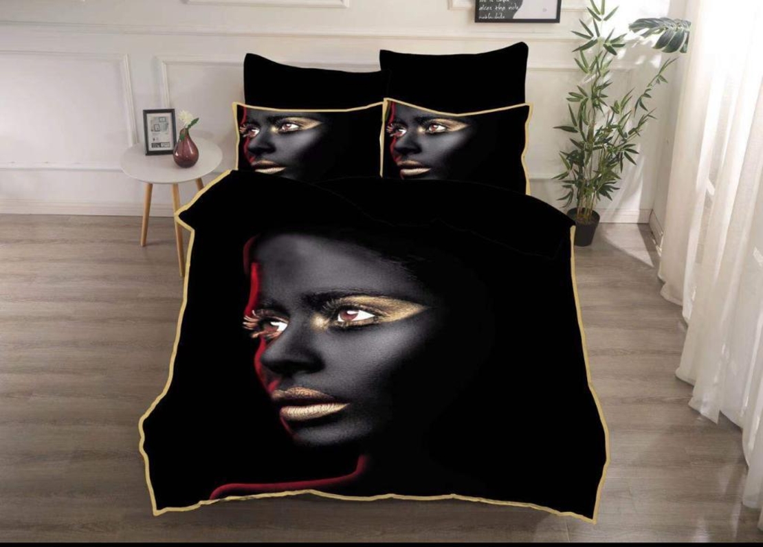 דגם: הדפס פאנל דיגיטלי - אישה מבט ברקע שחור - סט זוגי בלבד