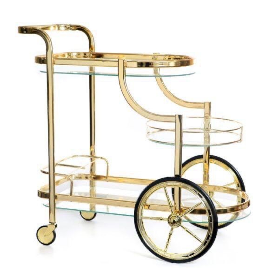 עגלת משקאות בצבע זהב שלוש קומות