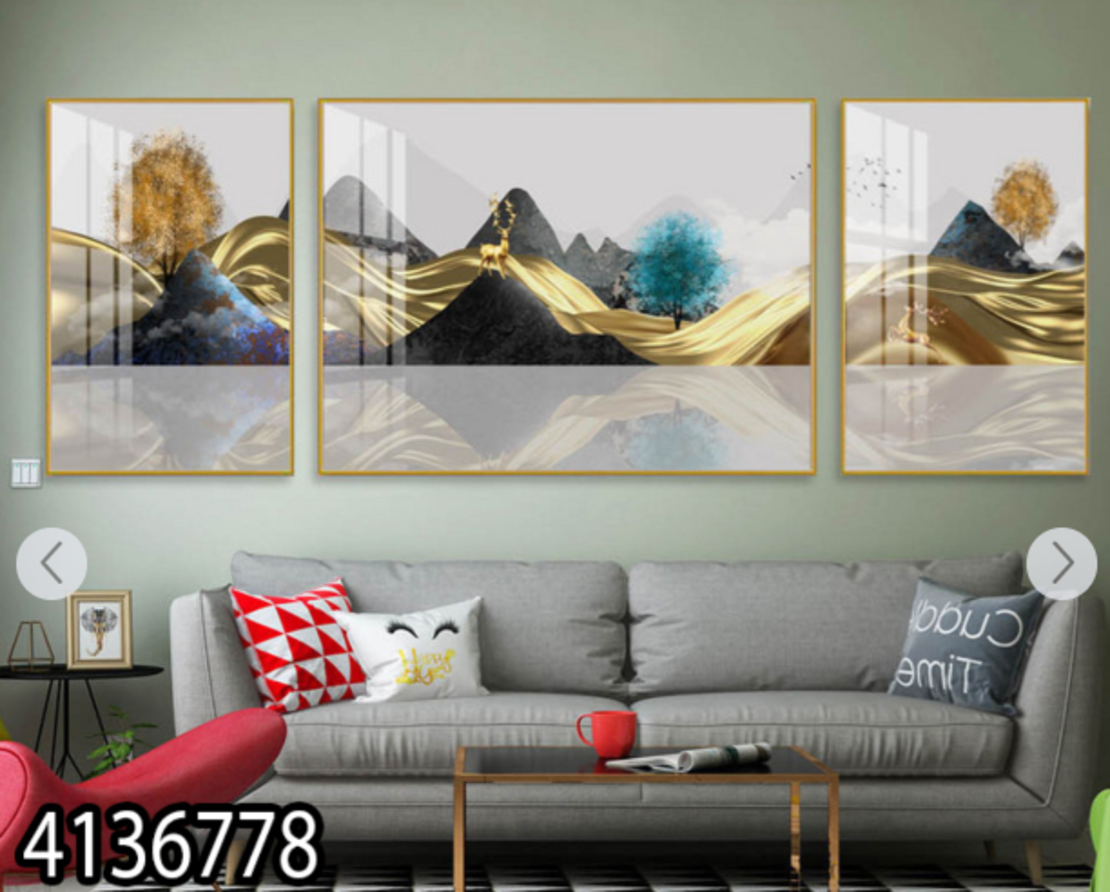 תמונה מחולקת לסלון בעיצוב מופשט מודרני דגם 4136778