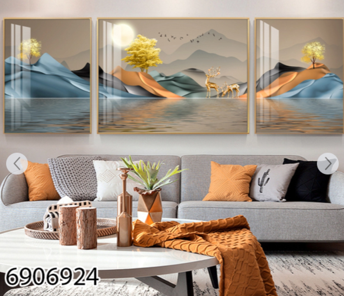 תמונה מחולקת לסלון בעיצוב מופשט מודרני דגם 6906924