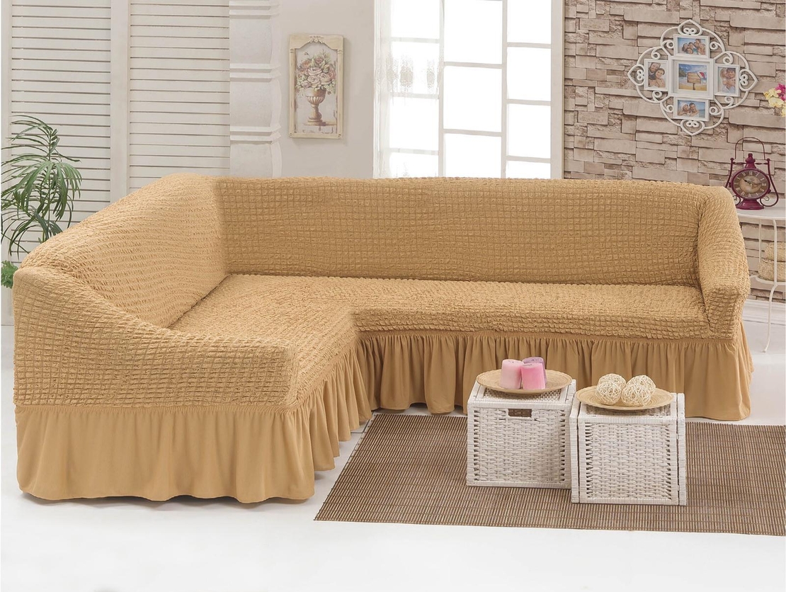  כיסוי סלון פינתי חום