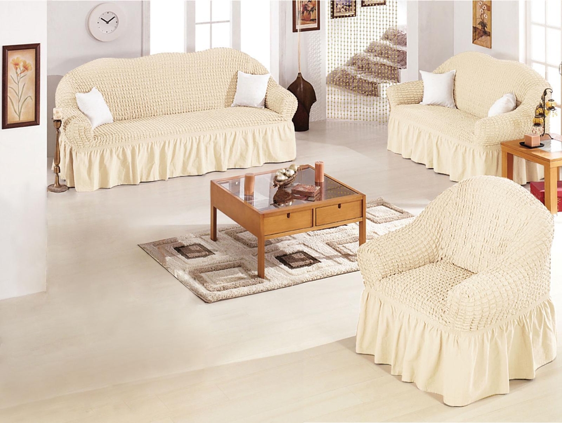  כיסוי סלון שמנת