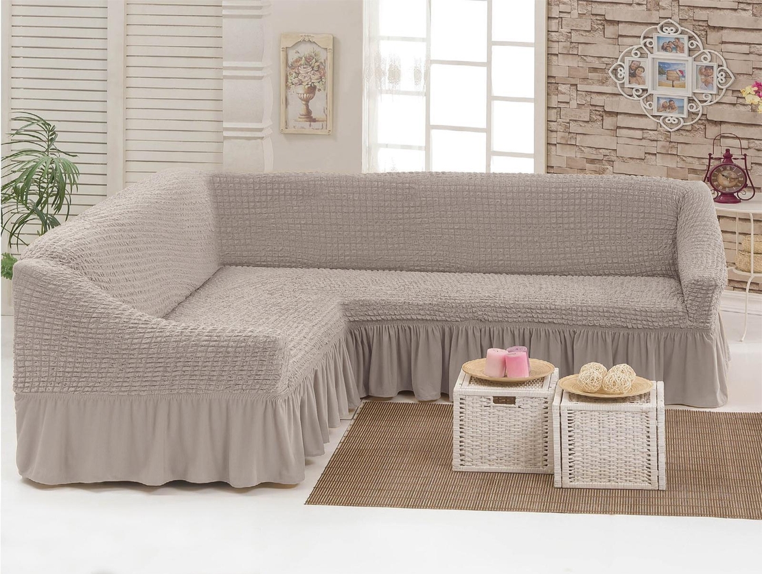  כיסוי סלון פינתי אפור כהה