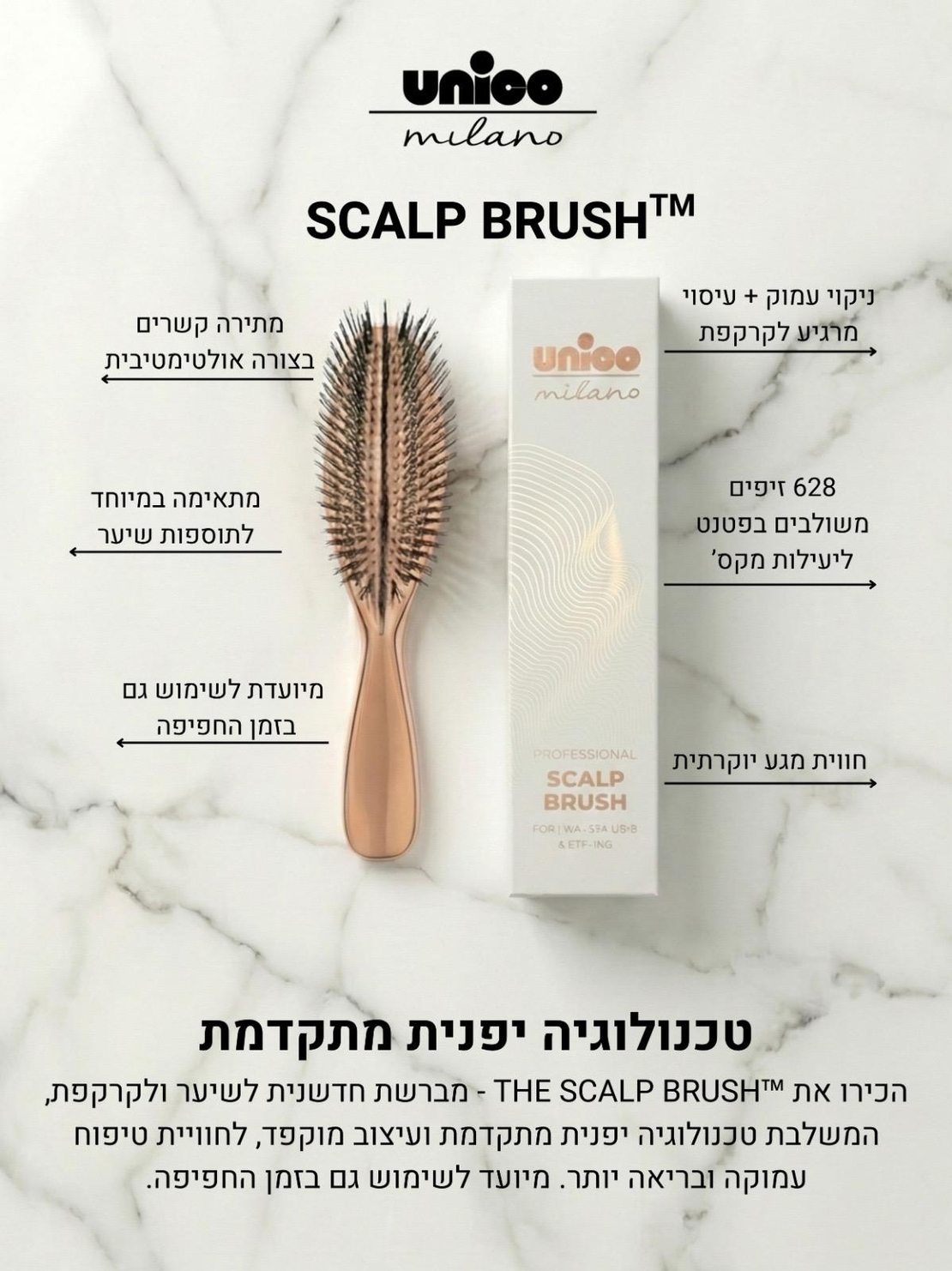 אוניקו מברשת קרקפת ושיער חדשנית  - The Scalp Brash