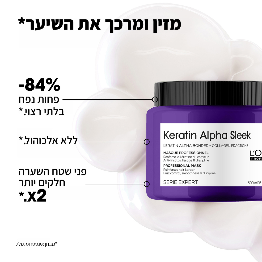 מסכה קרטין אלפא סליק - Mask Keratin Alpha Sleek 500 ml